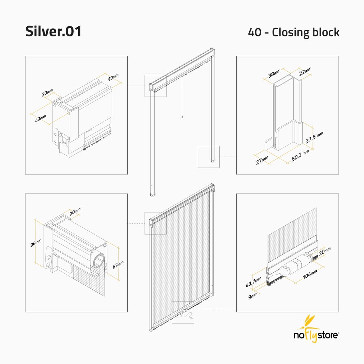 SILVER.01 - Fliegengitterrollo für Fenster
