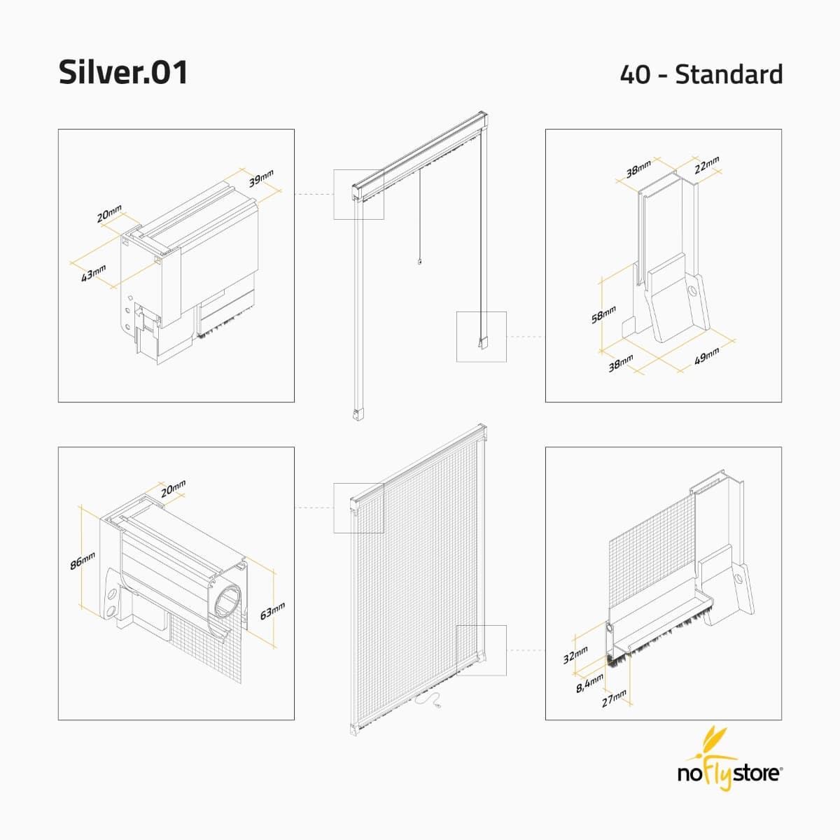 SILVER.01 - Fliegengitterrollo für Fenster