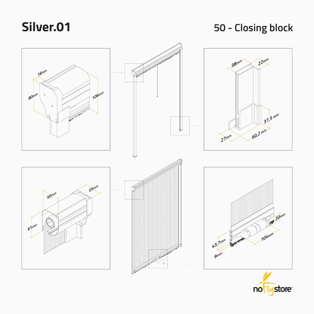 SILVER.01 - Fliegengitterrollo für Fenster