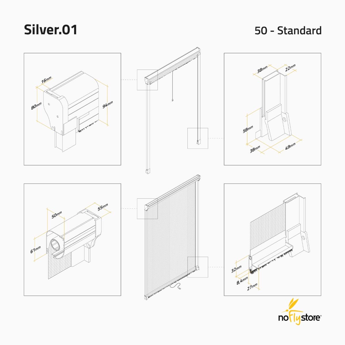 SILVER.01 - Fliegengitterrollo für Fenster